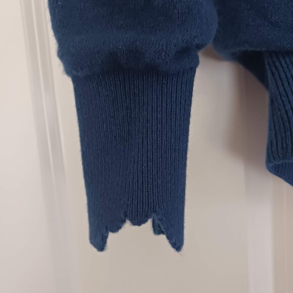 Luxury Designer Helmut Lang 100% Lambs Wool Sweater Blue Size Extra Small - Picture 7 of 16